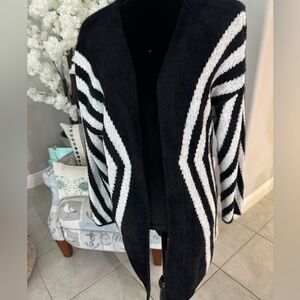 Black and White Striped Women's Sweater